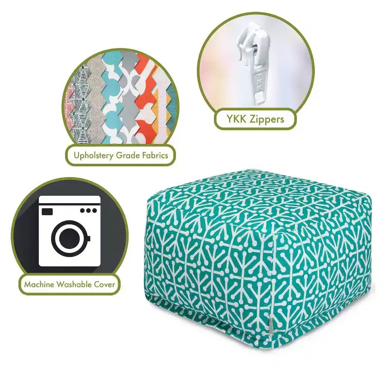 Pouffe Ottoman, Repose-Pieds Rectangulaire et Siège d'Appoint, Motif Aruba