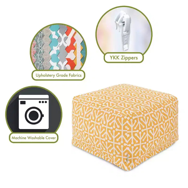 Pouffe Ottoman, Repose-Pieds Rectangulaire et Siège d'Appoint, Motif Aruba