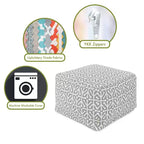 Pouffe Ottoman, Repose-Pieds Rectangulaire et Siège d'Appoint, Motif Aruba