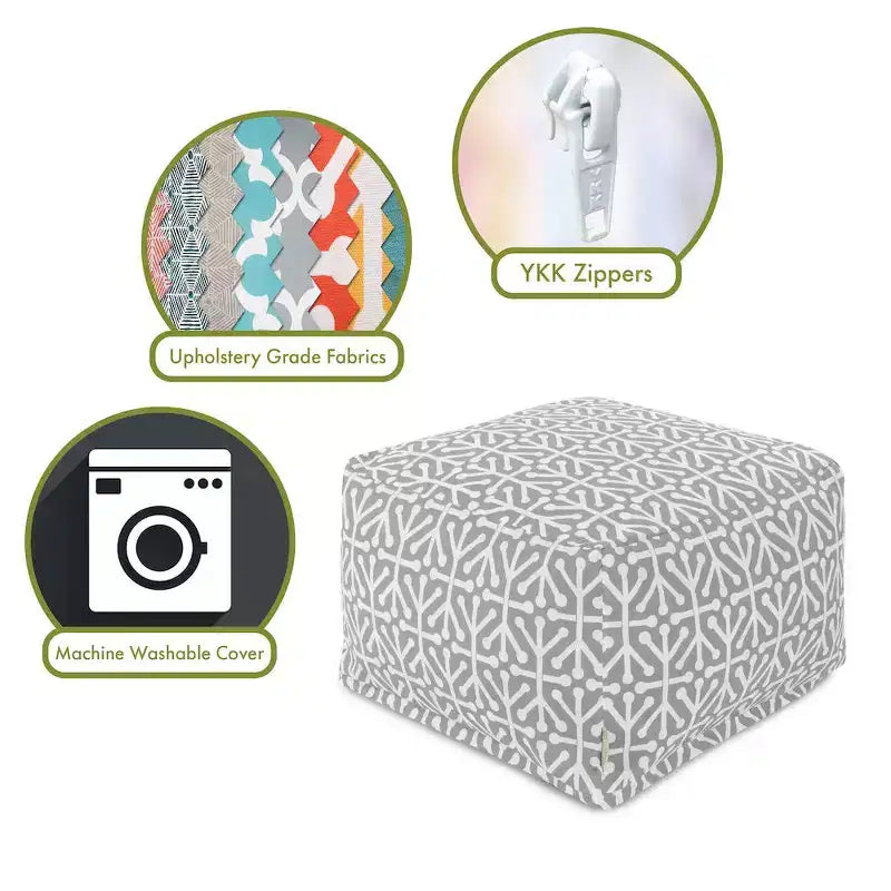 Pouffe Ottoman, Repose-Pieds Rectangulaire et Siège d'Appoint, Motif Aruba