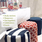 Pouf rond, repose-pieds et siège d'appoint, motif Athènes