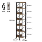 Étagère ouverte à 7 niveaux, étagère de style industriel du milieu du siècle, cadre métallique, présentoir de rangement vertical, adaptée aux petits espaces, salon