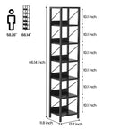 Étagère ouverte à 7 niveaux, étagère de style industriel du milieu du siècle, cadre métallique, présentoir de rangement vertical, adaptée aux petits espaces, salon