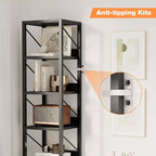 Étagère ouverte à 7 niveaux, étagère de style industriel du milieu du siècle, cadre métallique, présentoir de rangement vertical, adaptée aux petits espaces, salon