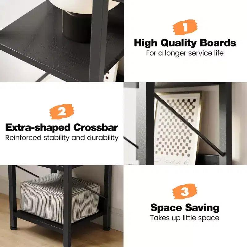 Étagère ouverte à 7 niveaux, étagère de style industriel du milieu du siècle, cadre métallique, présentoir de rangement vertical, adaptée aux petits espaces, salon