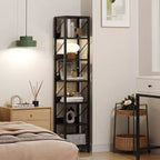 7-layer open bookshelf, mid-century industrial style bookshelf, metal frame, vertical storage display rack, suitable for small space, living room