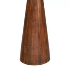 Guéridon industriel de ferme en bois de manguier de 54,6 cm avec plateau rond en verre noir et pied conique