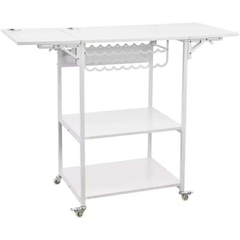 VEVOR Heat Press Table,3 Tier Movable Heat Press Stand,Foldable Heat Transfer Machine Stand with Wheels and Vinyl Roll Holder,Rolling Workbench,White