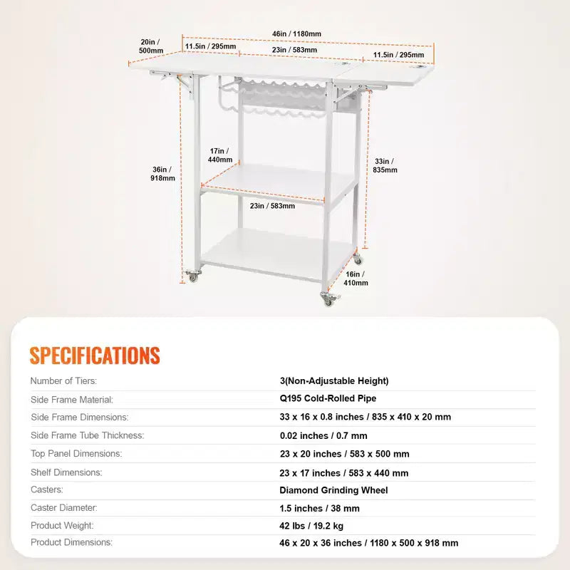 Table de presse à chaud, support mobile à 3 niveaux, support pliable pour machine de transfert à chaud avec roues et porte-rouleau de vinyle, établi roulant, blanc