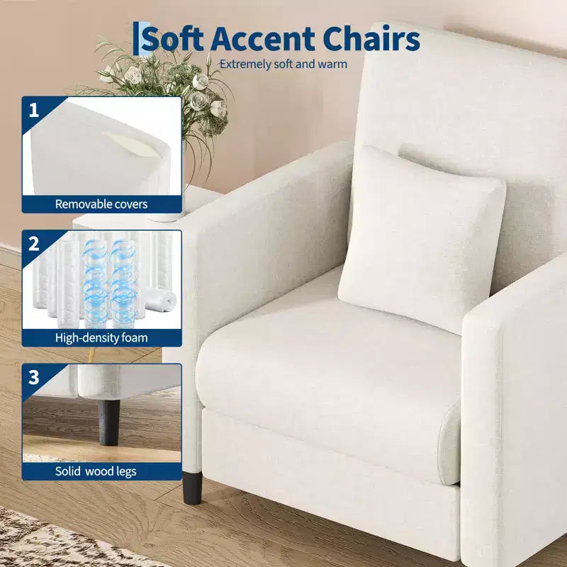 Fauteuil en tissu, Fauteuil simple, Fauteuil de lecture rembourré confortable pour chambre et salon