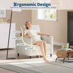 Fauteuil en tissu, Fauteuil simple, Fauteuil de lecture rembourré confortable pour chambre et salon
