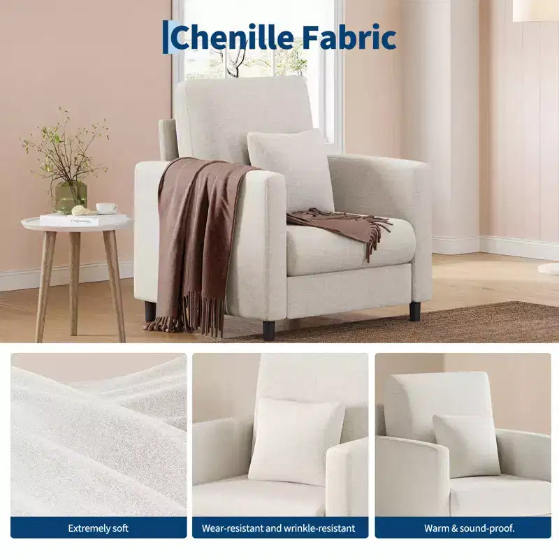 Fauteuil en tissu, Fauteuil simple, Fauteuil de lecture rembourré confortable pour chambre et salon