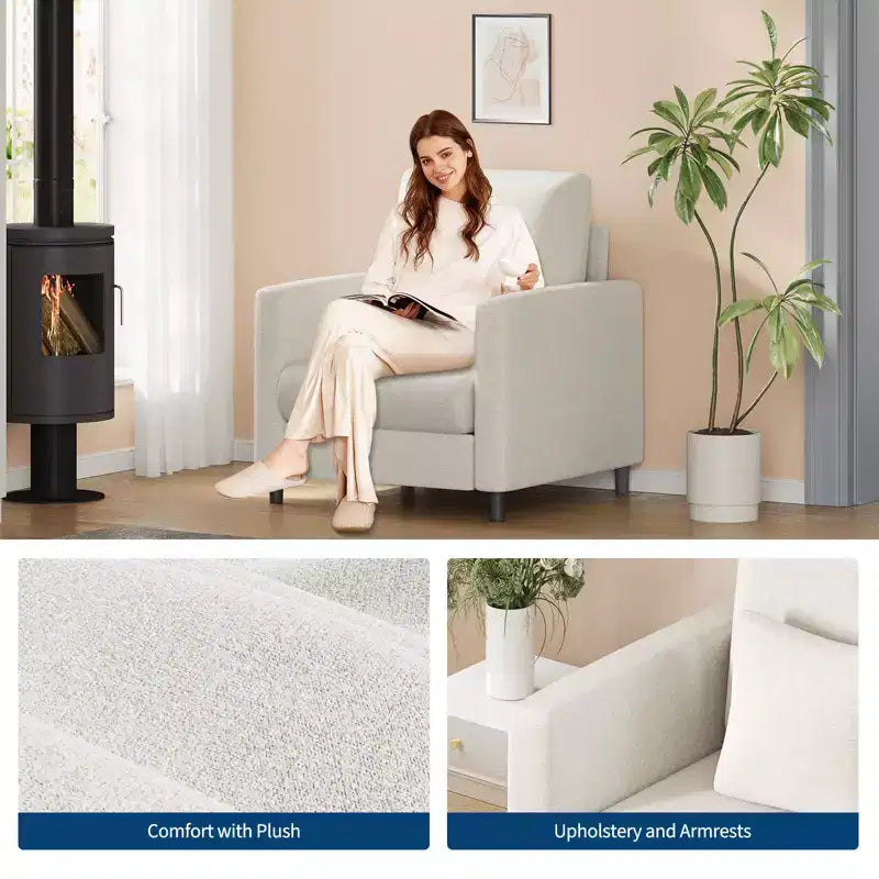 Fauteuil en tissu, Fauteuil simple, Fauteuil de lecture rembourré confortable pour chambre et salon