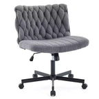 Chaise de bureau à roulettes pour s'asseoir en tailleur, Chaise de bureau pivotante sans accoudoirs à assise large, Chaise de coiffeuse moderne, Chaise d'ordinateur confortable pour le bureau à domicile