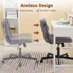 Chaise de bureau à roulettes pour s'asseoir en tailleur, Chaise de bureau pivotante sans accoudoirs à assise large, Chaise de coiffeuse moderne, Chaise d'ordinateur confortable pour le bureau à domicile