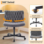 Chaise de bureau à roulettes pour s'asseoir en tailleur, Chaise de bureau pivotante sans accoudoirs à assise large, Chaise de coiffeuse moderne, Chaise d'ordinateur confortable pour le bureau à domicile