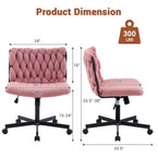 Chaise de bureau à roulettes pour s'asseoir en tailleur, Chaise de bureau pivotante sans accoudoirs à assise large, Chaise de coiffeuse moderne, Chaise d'ordinateur confortable pour le bureau à domicile