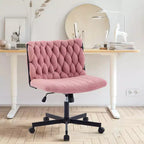 Chaise de bureau à roulettes pour s'asseoir en tailleur, Chaise de bureau pivotante sans accoudoirs à assise large, Chaise de coiffeuse moderne, Chaise d'ordinateur confortable pour le bureau à domicile