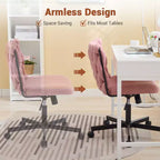 Chaise de bureau à roulettes pour s'asseoir en tailleur, Chaise de bureau pivotante sans accoudoirs à assise large, Chaise de coiffeuse moderne, Chaise d'ordinateur confortable pour le bureau à domicile