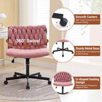 Chaise de bureau à roulettes pour s'asseoir en tailleur, Chaise de bureau pivotante sans accoudoirs à assise large, Chaise de coiffeuse moderne, Chaise d'ordinateur confortable pour le bureau à domicile