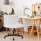 Chaise de bureau à roulettes pour s'asseoir en tailleur, Chaise de bureau pivotante sans accoudoirs à assise large, Chaise de coiffeuse moderne, Chaise d'ordinateur confortable pour le bureau à domicile