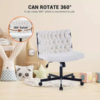 Chaise de bureau à roulettes pour s'asseoir en tailleur, Chaise de bureau pivotante sans accoudoirs à assise large, Chaise de coiffeuse moderne, Chaise d'ordinateur confortable pour le bureau à domicile