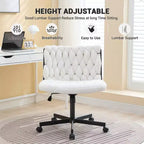 Chaise de bureau à roulettes pour s'asseoir en tailleur, Chaise de bureau pivotante sans accoudoirs à assise large, Chaise de coiffeuse moderne, Chaise d'ordinateur confortable pour le bureau à domicile