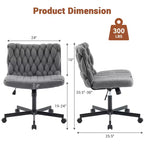 Chaise de bureau à roulettes pour s'asseoir en tailleur, Chaise de bureau pivotante sans accoudoirs à assise large, Chaise de coiffeuse moderne, Chaise d'ordinateur confortable pour le bureau à domicile