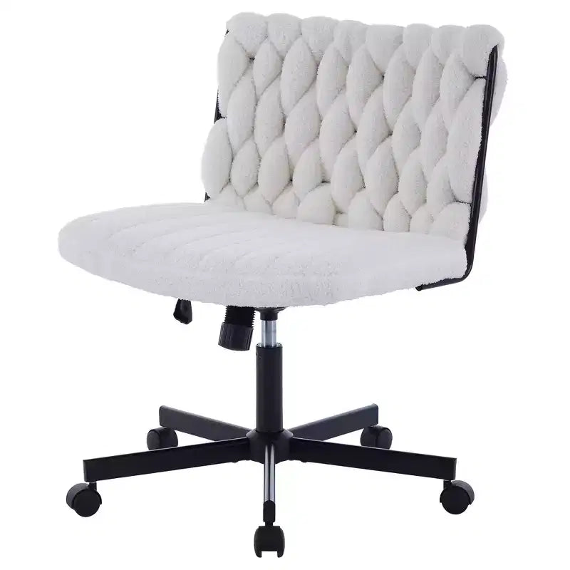 COZONY Cross Leg Desk Chair with Wheels, Wide Seat Armless Swivel Office Chair, Modern Vanity Makeup Chair, Comfy Computer Task Chair for Home Office