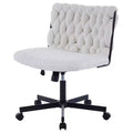 COZONY Cross Leg Desk Chair with Wheels, Wide Seat Armless Swivel Office Chair, Modern Vanity Makeup Chair, Comfy Computer Task Chair for Home Office