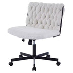 COZONY Cross Leg Desk Chair with Wheels, Wide Seat Armless Swivel Office Chair, Modern Vanity Makeup Chair, Comfy Computer Task Chair for Home Office