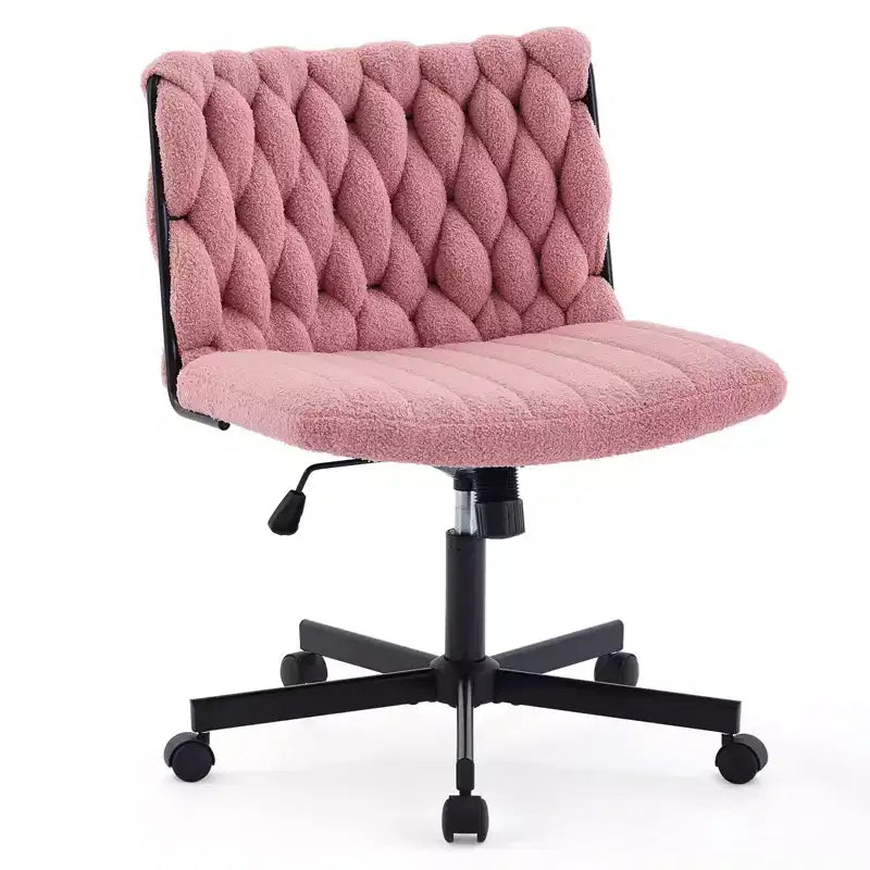 Chaise de bureau à roulettes pour s'asseoir en tailleur, Chaise de bureau pivotante sans accoudoirs à assise large, Chaise de coiffeuse moderne, Chaise d'ordinateur confortable pour le bureau à domicile