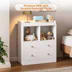 Commode bébé avec plateau à langer, Station de puériculture à 2 tiroirs avec matelas, Table à langer robuste en bois