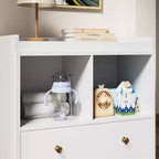 Commode bébé avec plateau à langer, Station de puériculture à 2 tiroirs avec matelas, Table à langer robuste en bois
