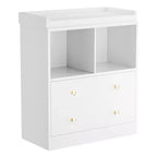 Commode bébé avec plateau à langer, Station de puériculture à 2 tiroirs avec matelas, Table à langer robuste en bois