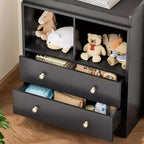 Commode bébé avec plateau à langer, Station de puériculture à 2 tiroirs avec matelas, Table à langer robuste en bois