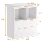 Commode bébé avec plateau à langer, Station de puériculture à 2 tiroirs avec matelas, Table à langer robuste en bois