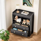 COZONY Baby Dresser with Changing Table Top, 2-Drawer Nursery Station with Pad, Sturdy Wooden Changing Table