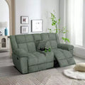 MAYEERTY Reclining Loveseat, 2-Seat Corduroy Fabric Recliner with Storage & Cup Holders for Living Room, Green