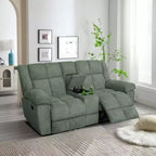 MAYEERTY Reclining Loveseat, 2-Seat Corduroy Fabric Recliner with Storage & Cup Holders for Living Room, Green