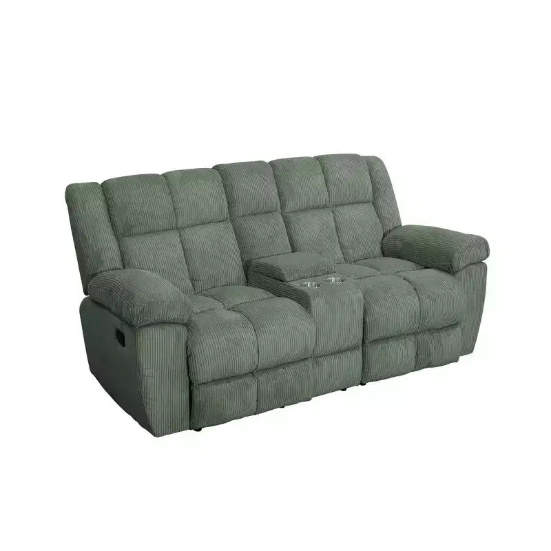 Causeuse inclinable, fauteuil inclinable à 2 places en velours côtelé avec rangement et porte-gobelets pour salon, vert