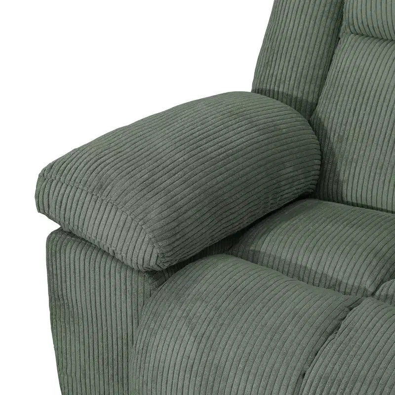 Causeuse inclinable, fauteuil inclinable à 2 places en velours côtelé avec rangement et porte-gobelets pour salon, vert