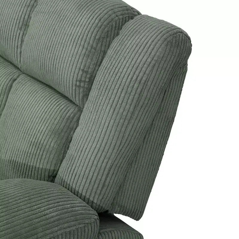 Causeuse inclinable, fauteuil inclinable à 2 places en velours côtelé avec rangement et porte-gobelets pour salon, vert