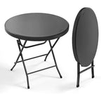 VINGLI 32 Round Folding Commercial Banquet Table, Portable Plastic Coffee Card Dining Table for Kitchen or Outdoor Party Wedding Event, 1 Pack, Black