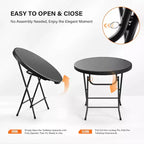 Table de banquet commerciale ronde pliante de 32", table à manger portable en plastique pour cuisine ou fête en plein air, 1 unité, noire