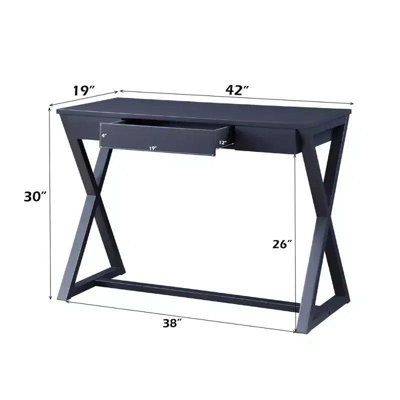 Bureau élégant de 106 cm avec pieds en X, bureau d'écriture avec tiroirs de rangement pour le bureau, le bureau d'étude, la salle de lecture