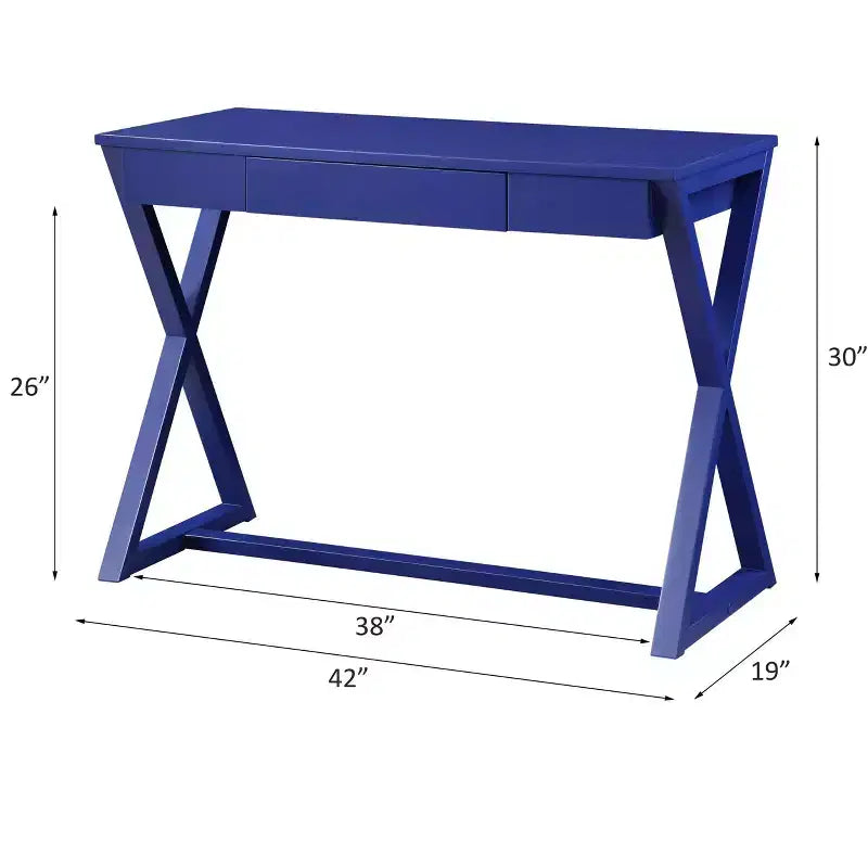 Bureau élégant de 106 cm avec pieds en X, bureau d'écriture avec tiroirs de rangement pour le bureau, le bureau d'étude, la salle de lecture