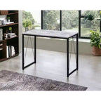 Okak 35IN Minimalism Computer Desk with Metal Frame, Writing Desk with Ample Legroom, Standing Desk for Office, Study, Reading Room, White+Black