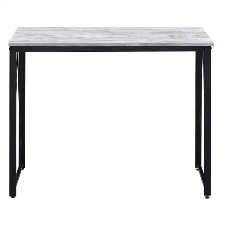 Bureau d'ordinateur minimaliste de 35 pouces avec cadre en métal, bureau d'écriture avec grand dégagement pour les jambes pour bureau, étude, salle de lecture, blanc+noir