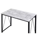 Bureau d'ordinateur minimaliste de 35 pouces avec cadre en métal, bureau d'écriture avec grand dégagement pour les jambes pour bureau, étude, salle de lecture, blanc+noir